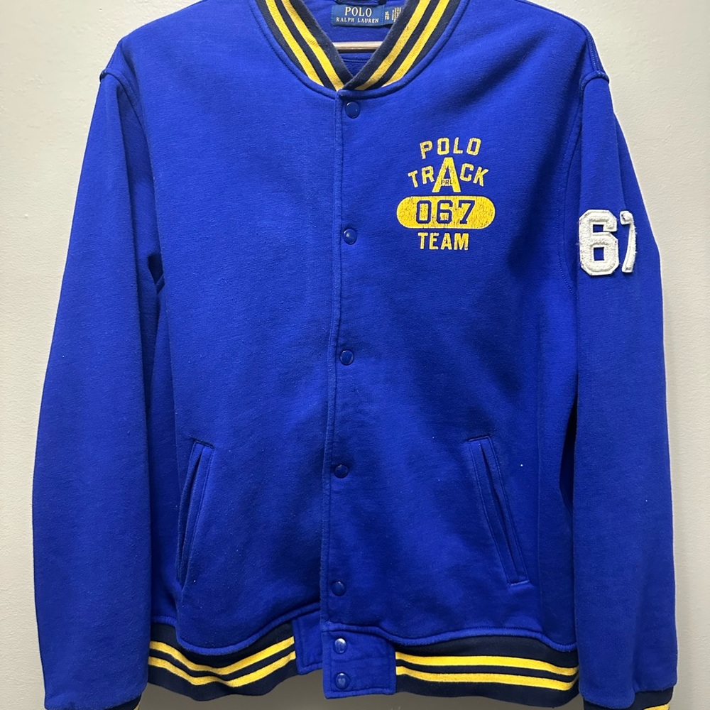 Genuine Polo Ralph Lauren Logo Fleece Baseball Jacket - Blue